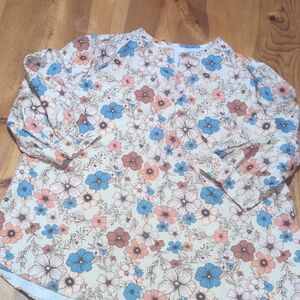 Floral Women's Blouse - Blue, Pink, and Brown